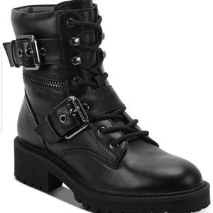 Guess Matte Back Faux Leather Combat Boots